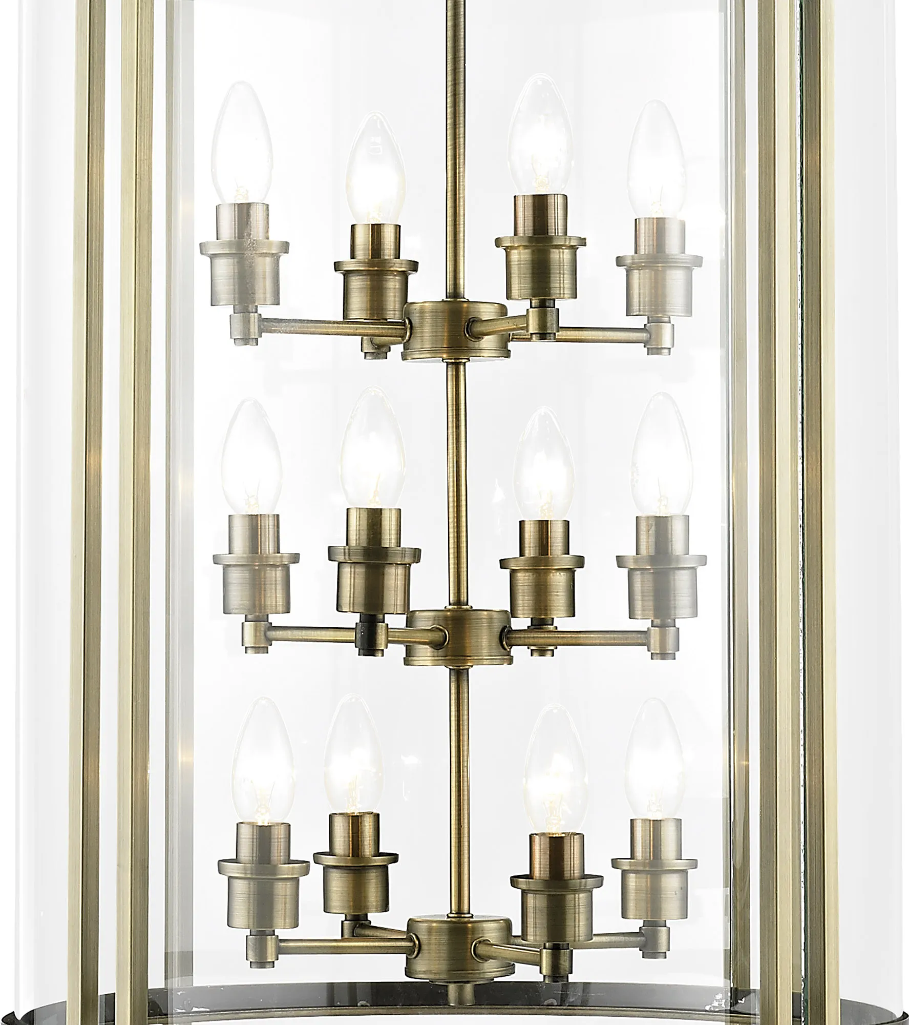 Eaton Glass Pendant 12 Light (17.6kg) Antique Brass IL31095  Diyas Eaton Antique Brass